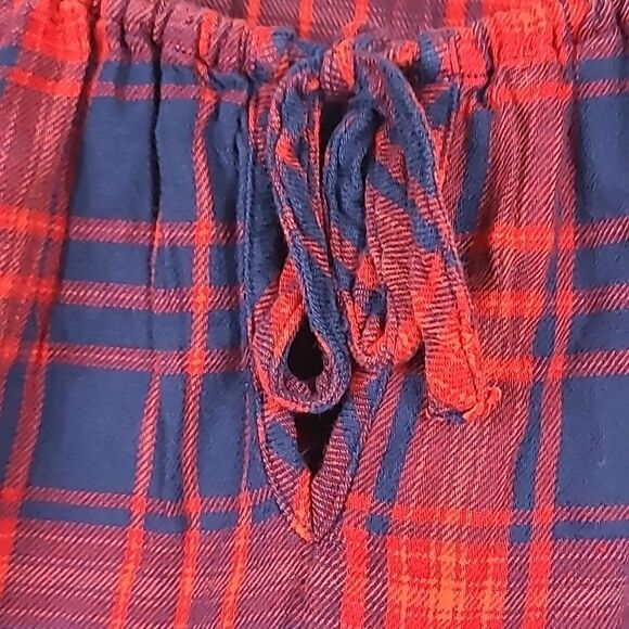 GAP Maternity Split-Neck Red Plaid Top Long Sleeve Flannel Shirt Bow Tie Keyhole - Picture 8 of 10